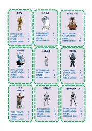 English Worksheet: Robot Trump Cards