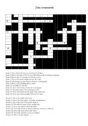 English Worksheet: Jobs crosswords