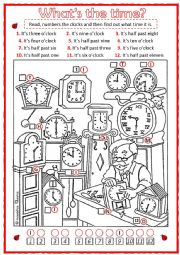 English Worksheet: Whats the time?