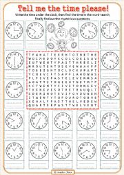 English Worksheet: Funny time... word-search! 