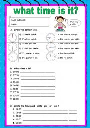 English Worksheet: What time is it ?