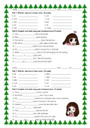 English Worksheet: Past Continuous Tense Test