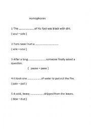 English Worksheet: homophones2