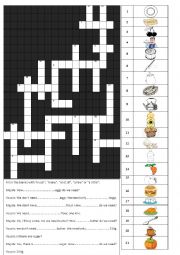 English Worksheet: Crossword: food vocabulary