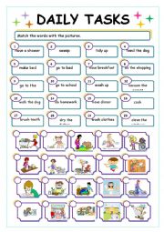 English Worksheet: Daily tasks