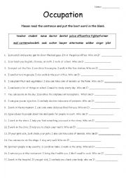 English Worksheet: Occupation 