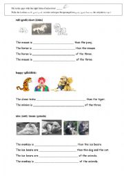 English Worksheet: Comparison of adjectives (easy)