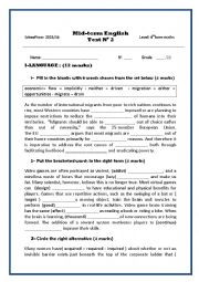 English Worksheet: 4th form mid-term test 2