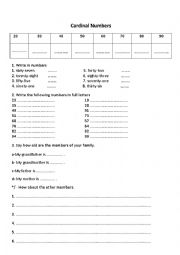 English Worksheet: Cardinal numbers