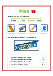 English Worksheet: This is my schoolbag