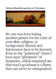 English Worksheet: Nelson Mandela speaks on tolerance