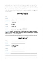 English Worksheet: Writing Activity - Invitation and Narrative