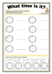 English Worksheet: what time is it activities