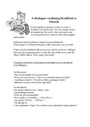 English Worksheet: A breakfast restaurant dialogue