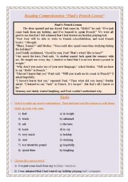English Worksheet: Reading Comprehension 