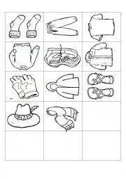 English Worksheet: Clothes Bingo - Memory game