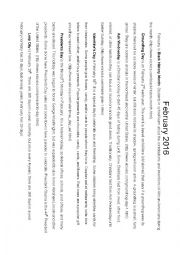 English Worksheet: February Holiday Reading Practice
