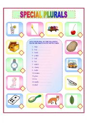 English Worksheet: SPECIAL PLURALS