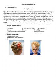 English Worksheet: evening hairstyles