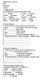 English Worksheet: english exam present simple