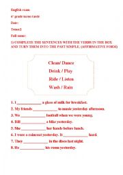 English Worksheet: english exam past simple