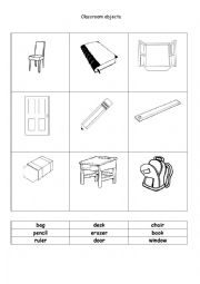 English Worksheet: Classroom objects