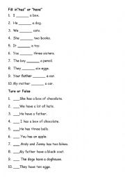 English Worksheet: Has or Have