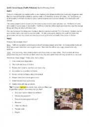 English Worksheet: Traffic Pollution Student Reading Sheet