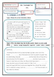 English Worksheet: listening test for 9th