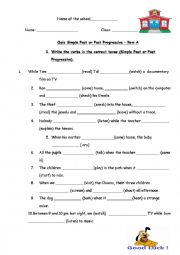 English Worksheet: Past Simple & Past Parogressive/Continuous- TEST