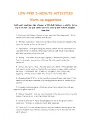 English Worksheet: 5-minute warm-up activities