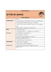 English Worksheet: letter of advice