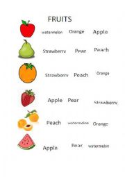 English Worksheet: Fruits