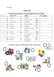 English Worksheet: phrasal verbs