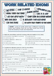 English Worksheet: Work related idioms