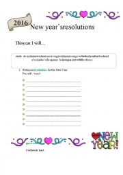 English Worksheet: New Years resolutions 