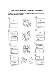 English Worksheet: GREETINGS AND GOOD BYES