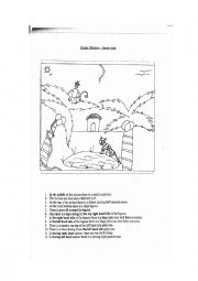 English Worksheet: Picture Dictation (Teacher Copy) - Jungle Night