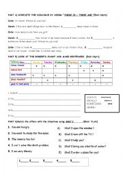 English Worksheet: there is /  there are