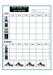 English Worksheet: New York City / Present Perfect Battleship