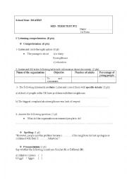 English Worksheet: neighbors mid term test 2