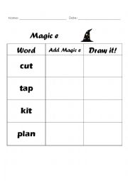 English Worksheet: Add Magic e