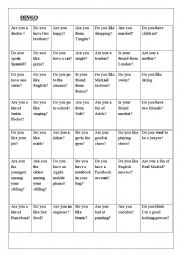 English Worksheet: bingo