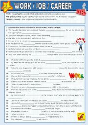 English Worksheet: Work, job, career