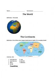 The World: continents, countries, cities