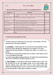 English Worksheet: Air and land pollution