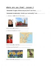 English Worksheet: Where are you from ?