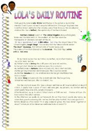 English Worksheet: Lolas daily routine. Northern Ireland