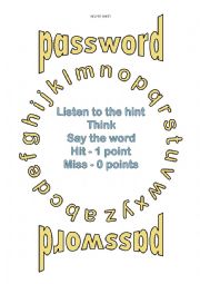English Worksheet: Password Game (for any level of English)