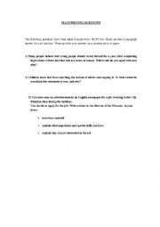English Worksheet: IELTS Questions for Writing